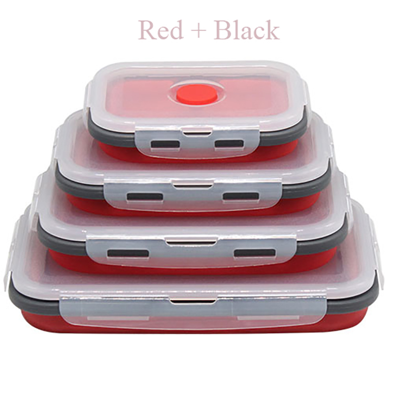 Bento Boxes set Silicone Rectangle Lunch Collapsible Folding Food Container Bowl 3005008001200ml for Dinnerware 2210224081734