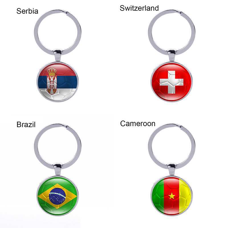 Keychains Lanyards Keychains Lanyards World Cup Keychain Flag Football Keyrings 32 teams voetbalfans souvenir promotie geschenken Brazilië Key Ring Holder lot 2210