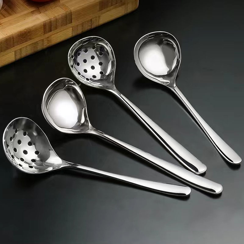 Cucchiai mestoli in acciaio inossidabile 304 da 2 pezzi e set di cucchiai scolapasta scanalati Utensili da cucina pentola calda