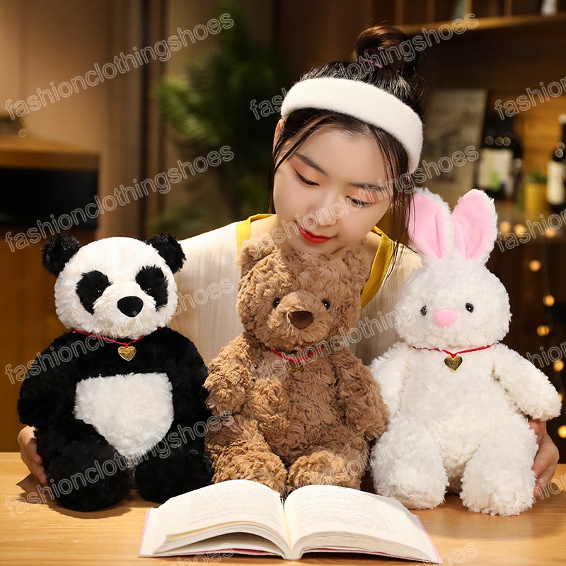 Lapins réalistes en peluche peluche ours panda belles poupées bébé apaiser jouet créatif ornement décoratif