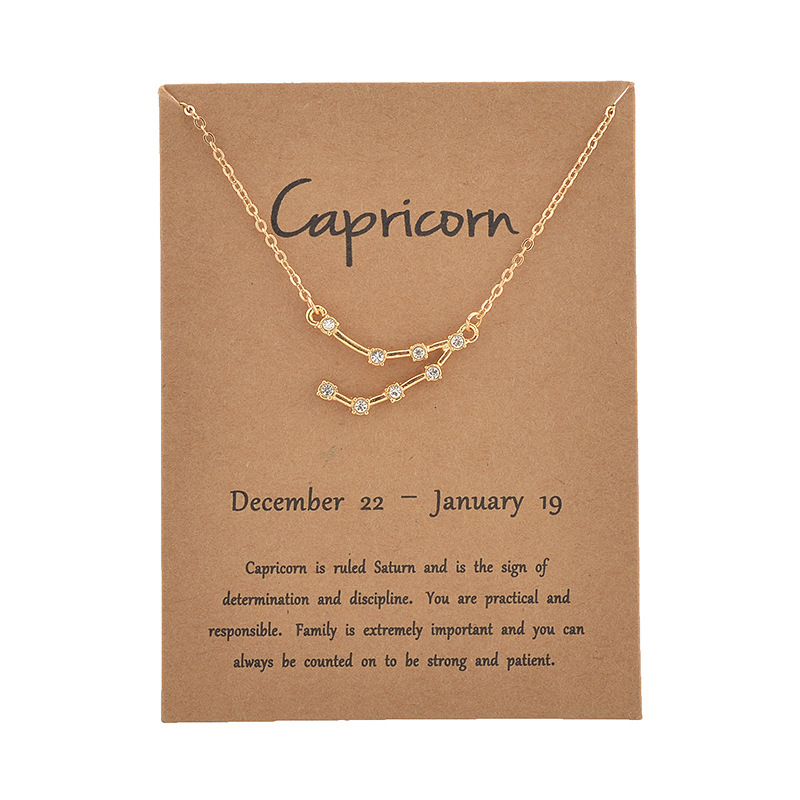 12 Constellation Zodiac Collier Horoscope Signe Zircon Bijoux Étoile Galaxie Balance Astrologie Femmes Collier Cadeau avec Carte de Détail