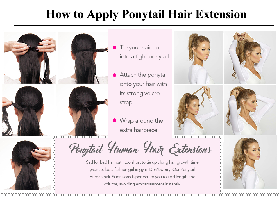 Ponytail Human Hair Extension otaczający rozróżnienie Blond Ponytails Klip w przedłużania prawdziwe brazylijskie Balayage Prosty kucyk