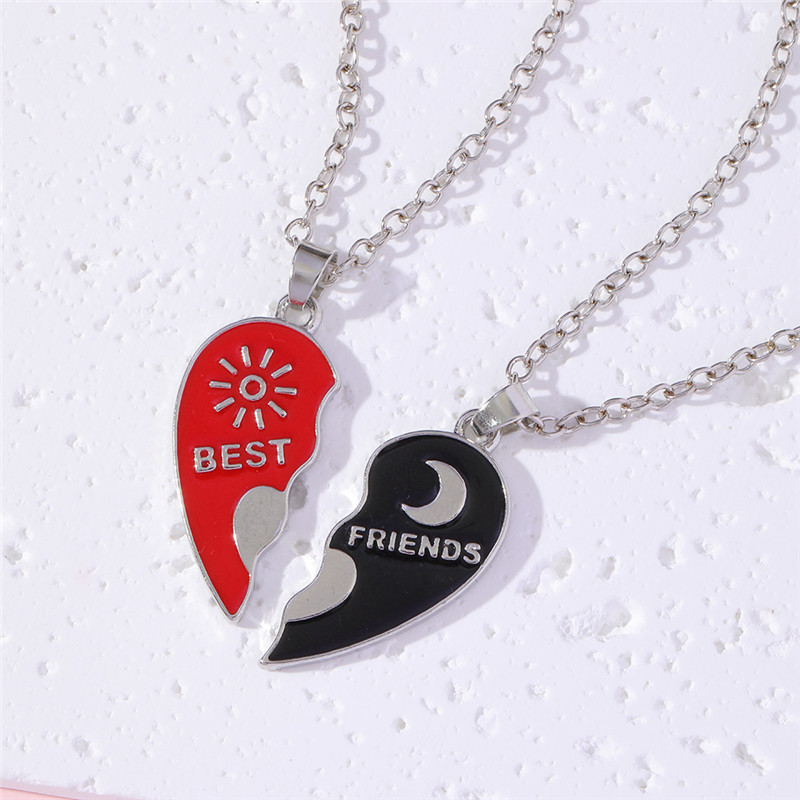 Fashion splicing good freind pendant necklace designer jewelry Silver Plated Big Sis Little Sister Letter Butterfly Heart Necklace Woman Friendship Gift 