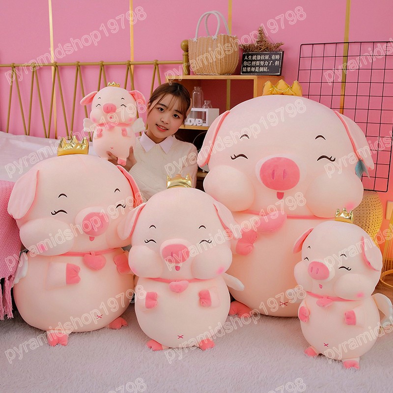 30-50cm porco kawaii com brinquedo de pel￺cia de coroa bonecas de animais de pel￺cia macia para crian￧as presentes de meninas Toys Birthday Home Decor