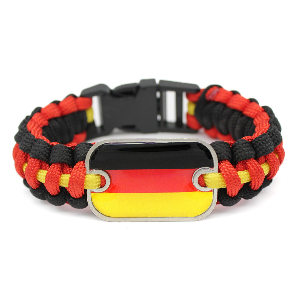 Charmarmband V￤rldslandsflagga f￶r m￤n kvinnor Glass USA Frankrike Spanien Italien Turkiet National Paracord Bangles smycken 221024