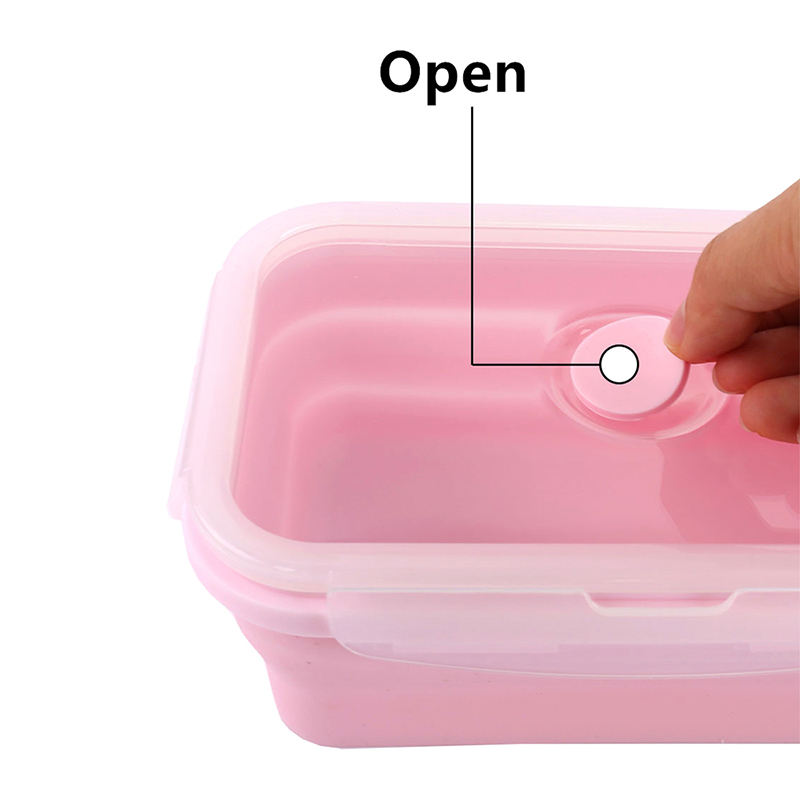 Bento Boxes SET 실리콘 사각형 점심 접을 수있는 접이식 음식 용기 보울 3005008001200ml 용기 용 2210225122556