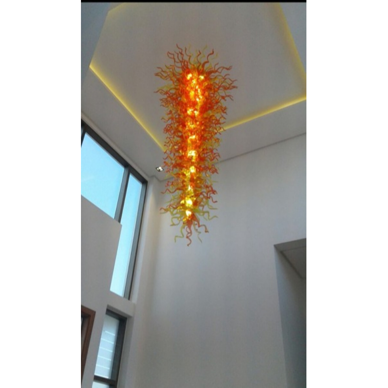 European American Design Suspension Lamps Luxury Art Hand Blown Glass Chandelier Light with LED Bulbs Ceiling Decorative for Hotel Lobby Mall Living Room LR448