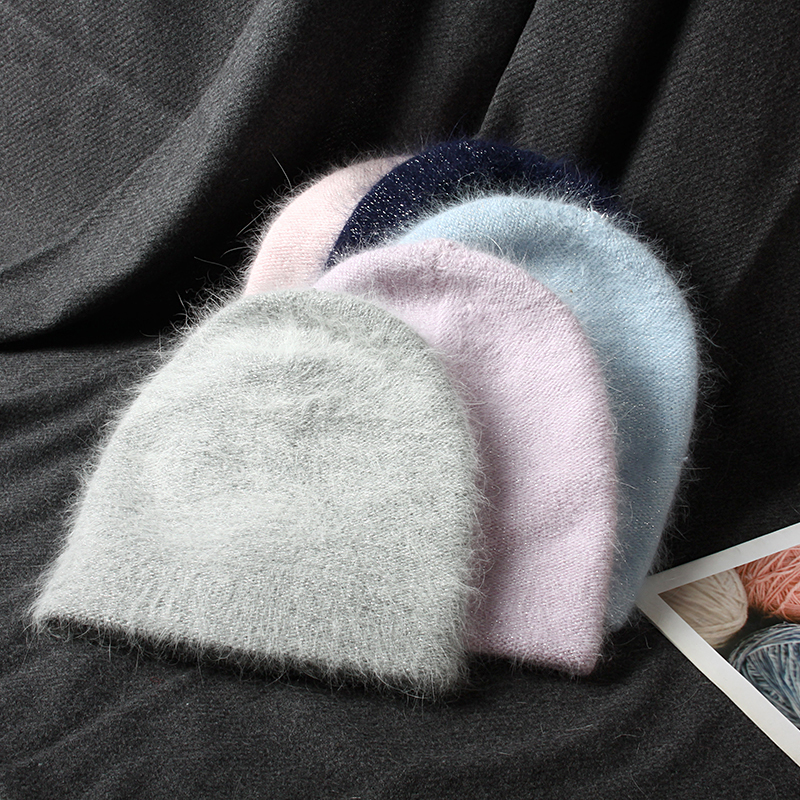 Czapki czapki Visrover 10 kolorów królików futra lurex kobietę zimowy kapelusz stały kolor jesienny czapki dopasowane ciepłe miękkie czaszki Prezent 221024