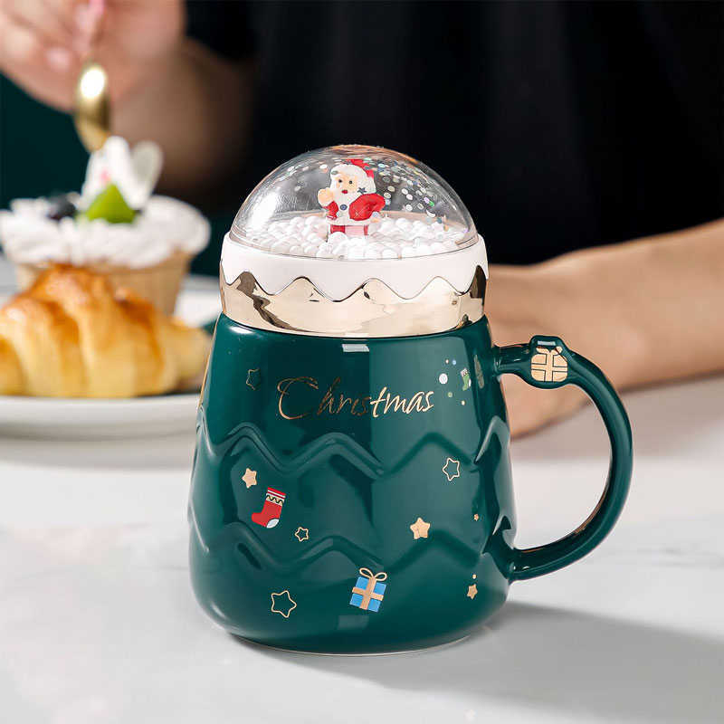 Tassen Weihnachten Paare Keramik Weihnachtsmann Figuren Kreative Weihnachtsgeschenk Neue Deckel Design Urlaub Stil Büro Hause Milch Kaffeetasse Y2210