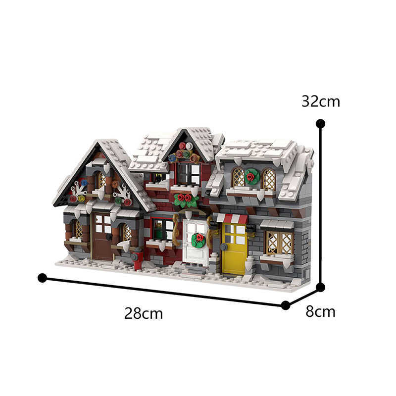 Blokkeert MOC-58700 Drie Little Winter Houses Creative Street View Building Block Model Kids Toys Brick Monteer deeltjes Xmas Gifts T221022