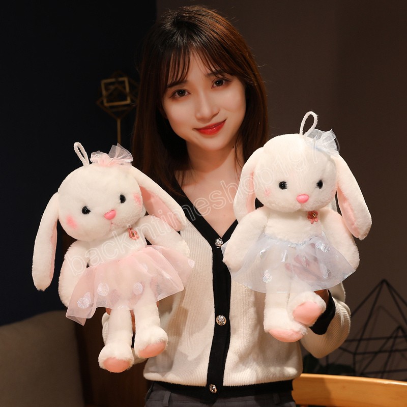 32-40 cm Kawaii jupe lapin jouets en peluche enfant dormir poupées mignon doux blanc lapin peluche Animal cadeau d'anniversaire pour les filles