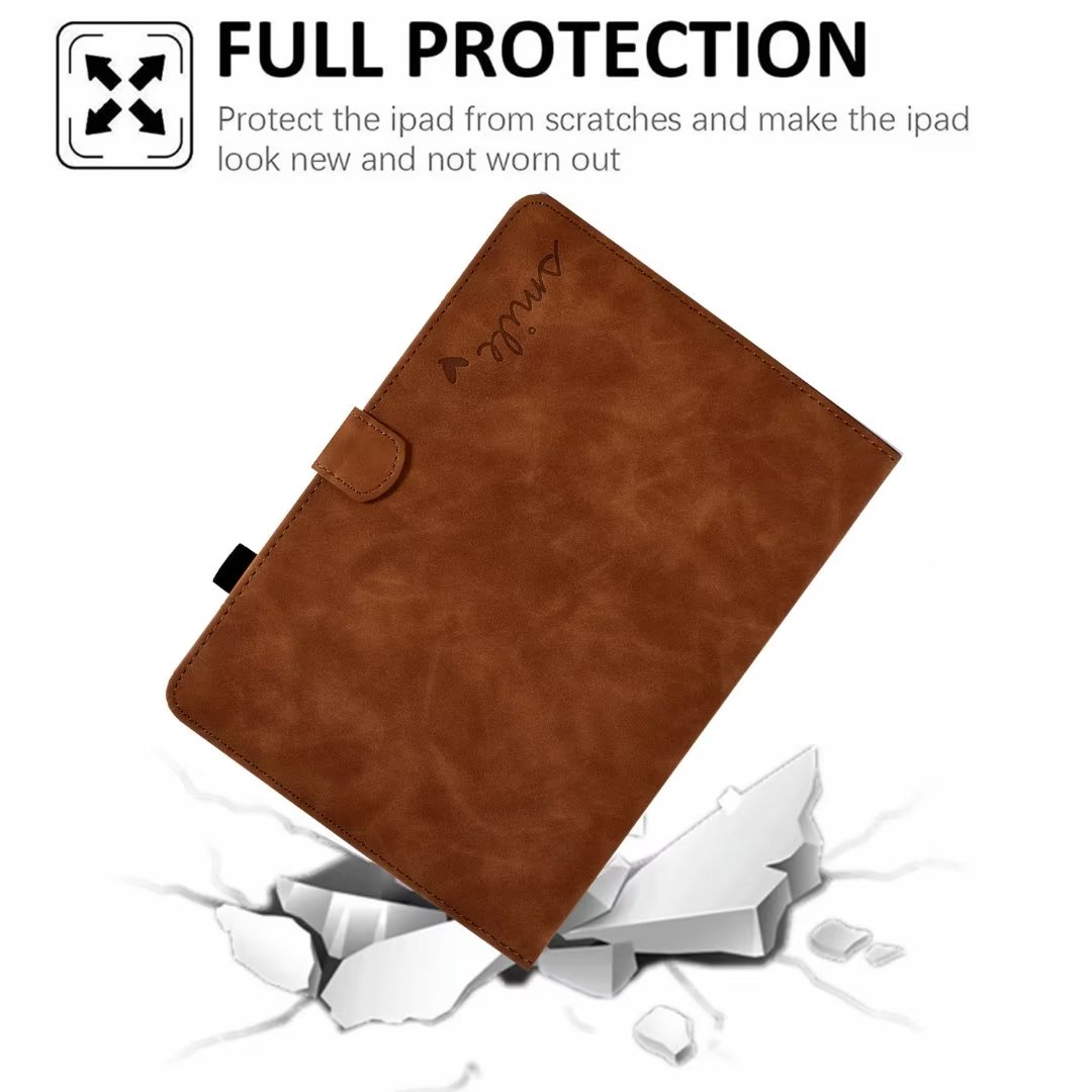 Fashion Smile Leather Wallet Cases For Ipad 11 2021 10.2 10.5 Mini 6 1 2 3 4 5 Air Air2 7 8 9 9.7 Pro Heart Love Ancient Vintage Old Business ID Card Slot Holder Flip Cover Pouch