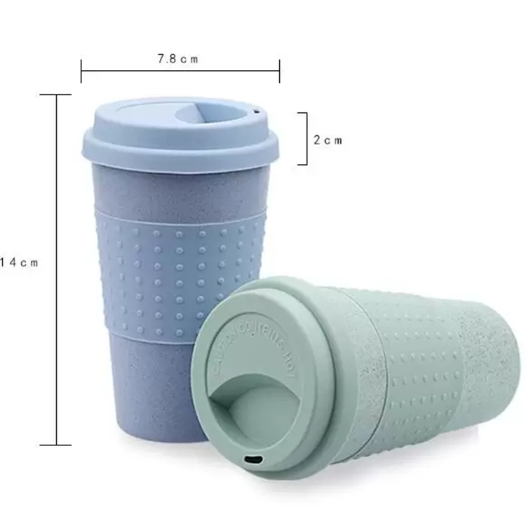 Vaso de sílice, taza de Gel, taza de fibra de paja de trigo con tapa, vasos de plástico para coche, tazas de café portátiles de silicona para coche, botella de agua nueva