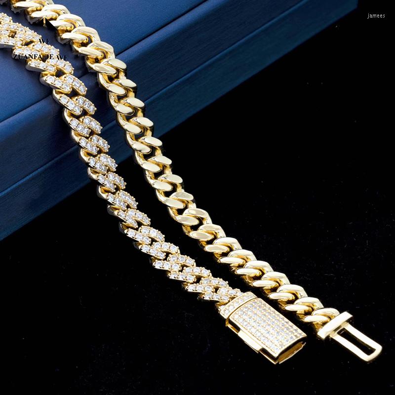 Kedjor S925 Silver Iced Moissanite Cuban Necklace 8mm Single Row D Color VVS Hiphop Chain for Women Men Ins Gift226y