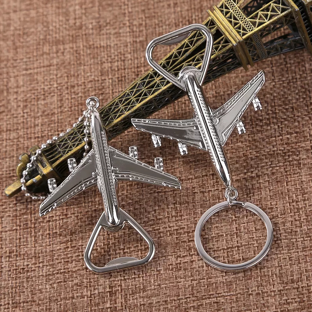 Aviário de avião de aeronave Keychain Abridores de cerveja Plano de forma Beers Keyring Birthday Wedding Party Gift Airplane Keychains