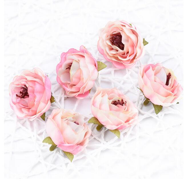 4Cm Soie Pivoines Têtes Mur Faux Roses Plantes De Noël De Mariage Décor À La Maison Bricolage Cadeau Boîte De Bonbons Fleurs Artificielles pour La Décoration