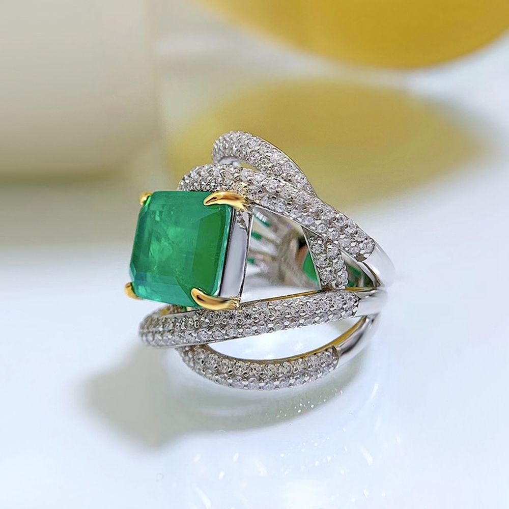 Solitaire Ring Rings Wong Rain Luxury Vintage 925 Sterling Silver 5CT Created Emerald Gemstone Party Ring For Women Fine Jewelry Wholesale 221024