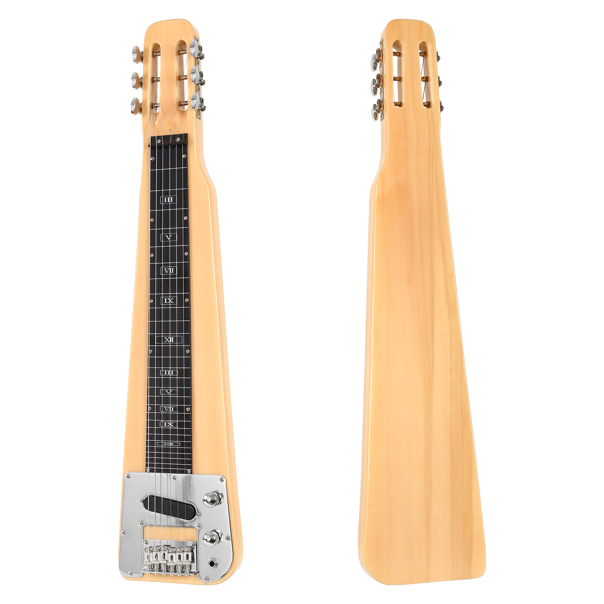 Lap Steel Slide Guitar in natural color Musoo 6 String Slotted Head Stock Electric Guitar