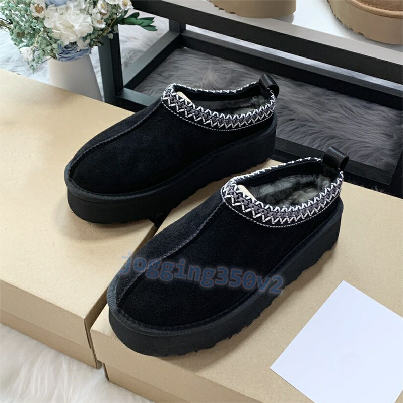 Australien tazz tofflor mocka shearling plattform designer slides vinter män kvinnor varma skor svart kastanj mode herr sandaler USA 3-12