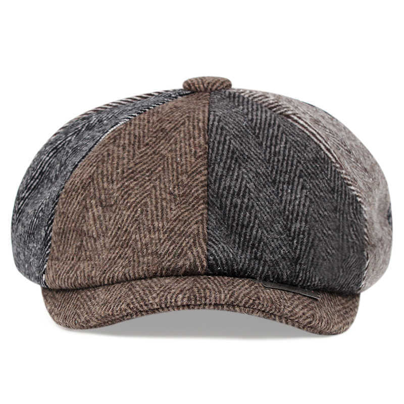 Beanie/Skull Caps New Men's Women's Octagonal Tweed Hat Unisex Autumn and Winter Retro Flat Hat T221020