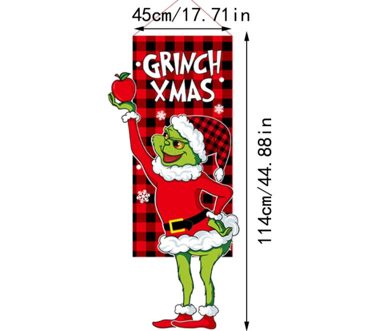 Décorations de Noël Poupée Grinch Drapeau suspendu Poupée sans visage Drapeaux de jardin suspendus SN4227