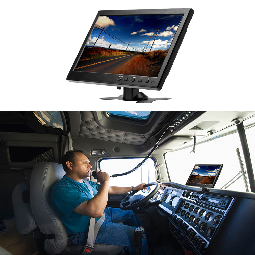 Moniteur de voiture 10.1 pouces avec HDMI VGA pour écran d'ordinateur TV LCD couleur caméra de recul de voiture et système de sécurité à domicile