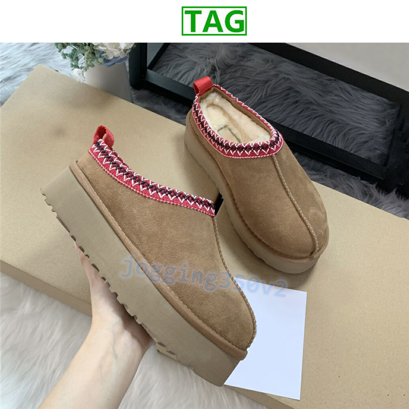 Australien tazz tofflor mocka shearling plattform designer slides vinter män kvinnor varma skor svart kastanj mode herr sandaler USA 3-12