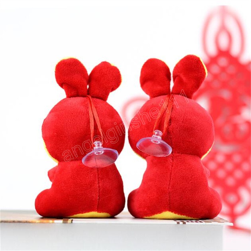2023 Conejo chino de peluche muñeca lindo conejito Deco animal relleno creativo Año Nuevo regalo especial 14cm1650657