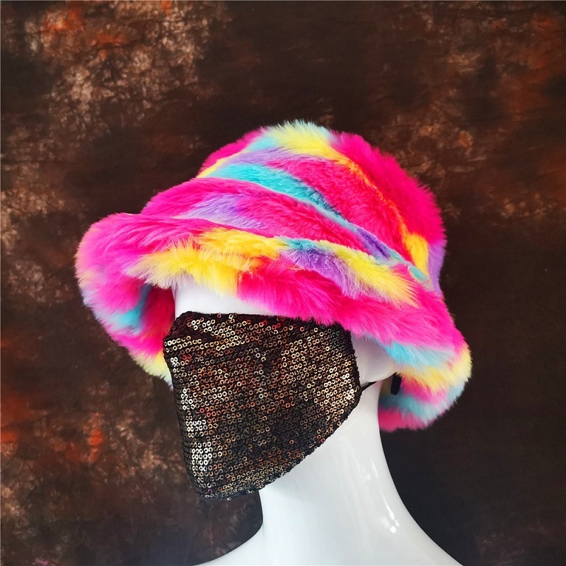 Large Brim Chapeaux Seau Automne Hiver Femmes Fausse Fourrure Bob Chapeau Lapin Solide Épaissi Doux Chaud Homme Casquette De Pêche En Plein Air Vacances Fille 221024