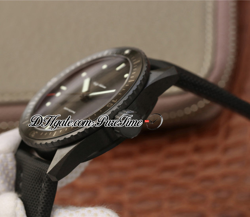 GF Fifty Fathoms Bathyscaphe A1315 Automatyczna męska zegarek 5000-0130-B52A Ceramiczna obudowa Czarna Dial Super Edition Nylon Pasek Pureteme A1