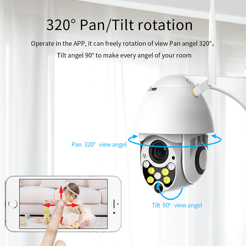 كاميرات القبة YCC365 بالإضافة إلى WiFi WiFi Wireless Outdoor IP Camera Security SPEECT SPEED DOME 1080P PTZ PAN TILT 4X Digital Zoom Surveillance CAM 221025