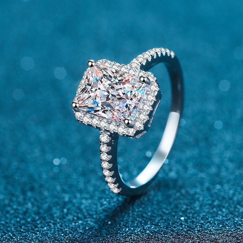 Pierścienie Pierścienia Północne Aeteey Diamond Square Pierścień D Kolor 1ct 2ct Real 925 Srebrny dla kobiet Wedding Fine Jewelry VVS Clarity RI019 221024