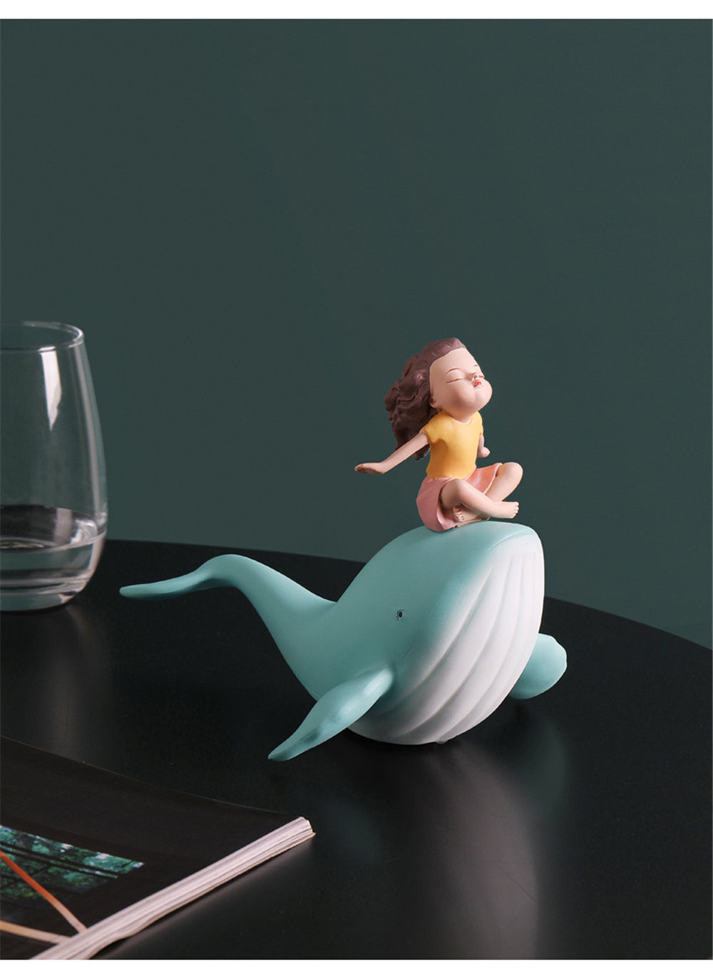 Style nordique Baleine Fille Statue Figurines En Résine Pour La Décoration Intérieure Moderne Salon Bureau Esthétique Chambre Décor Cadeau