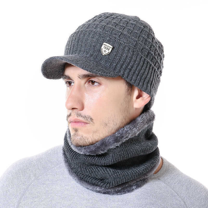 Beanie / Skull Caps New High Quality Men Winter Hat With Brim 1998 Label Winter Cap For Men Outdoor Wool Keep Warm Fashion Cappello lavorato a maglia Dropshipping T221020