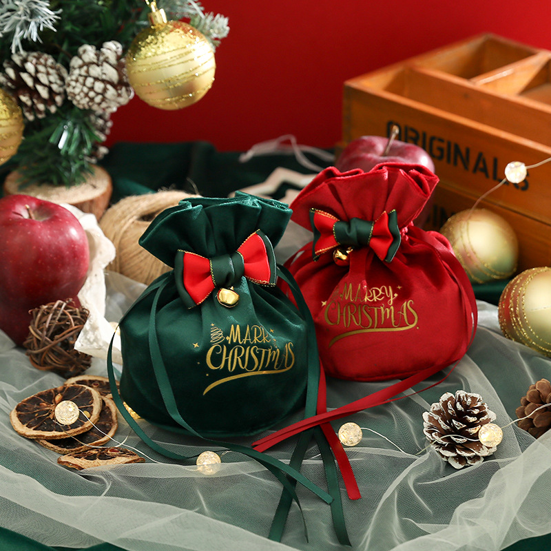 Creatief kerstcadeau Apple Velvet Bag Kerstmis Candy Box Christmas Flanelette Bundle Pocket