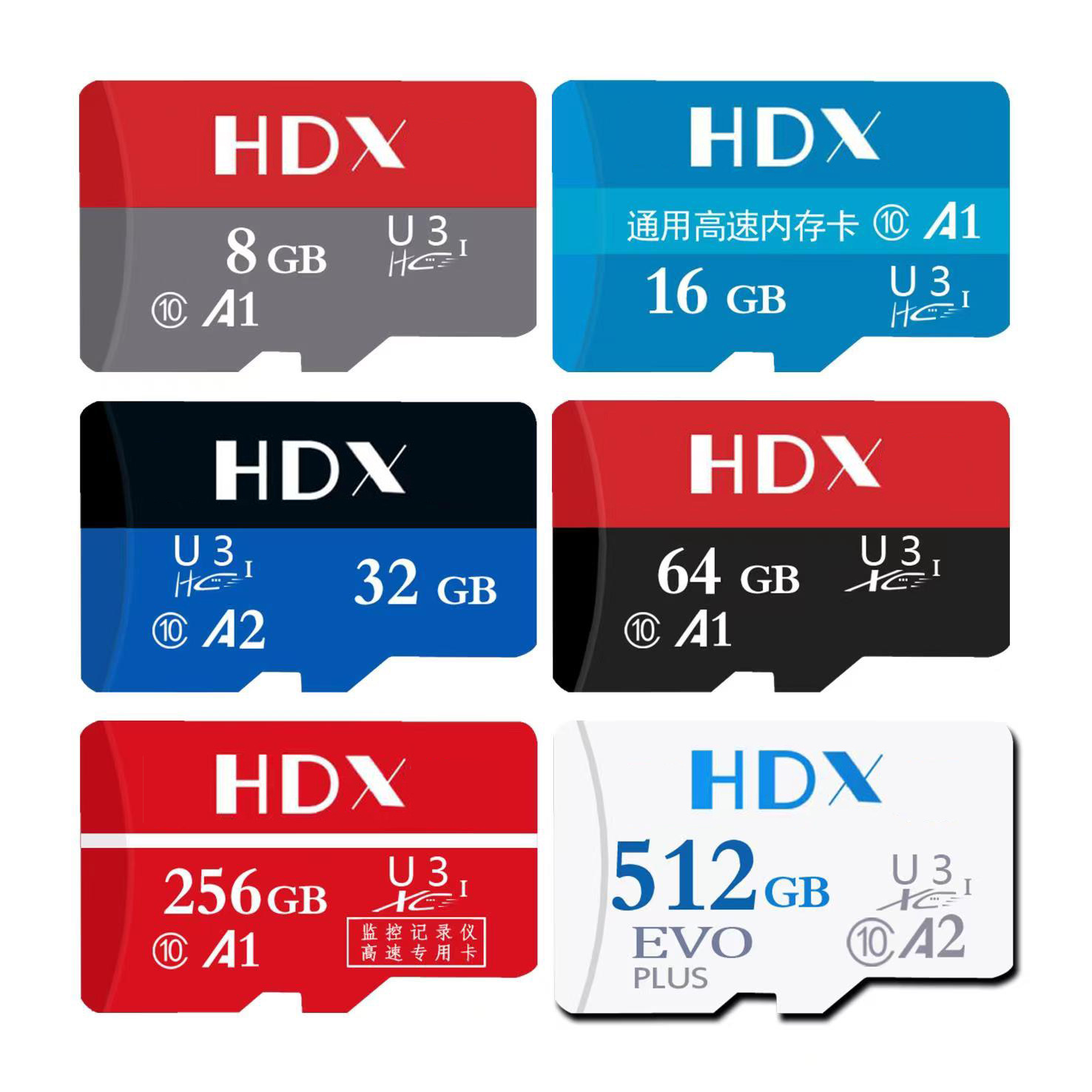 HDX Memory Card Storages 64G 128G TF -kaart 256G 256G Mobiele telefoon Camera Monitoring Tachograaf