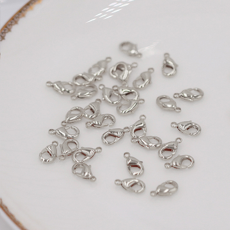 / lote 12x6mm Ganchos de fecho de lagosta Silver Componentes de jóias de jóias de moda de liga prateada para colar de correntes de pulseira Acessórios DIY