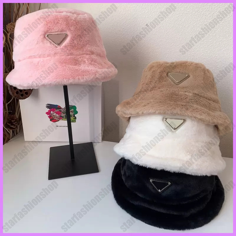 Novos chapéus Stingy Brim Fluffy Bucket Feminino Inverno Luxo Masculino Chapéus Peludos Designers Caps Masculino Fuzzy Bonnet Gorro Fit Trucker Letra P Boné