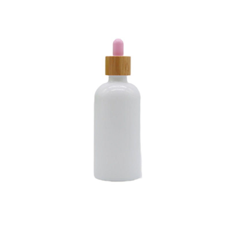 Portable Vide Verre Blanc Bouteille Cosmétique En Bois Collier Rose Blanc Haut En Caoutchouc Pipette Flacons Rechargeable Emballage Conteneur 10 ml 15 ml 20 ml 30 ml 50 ml 100 ml