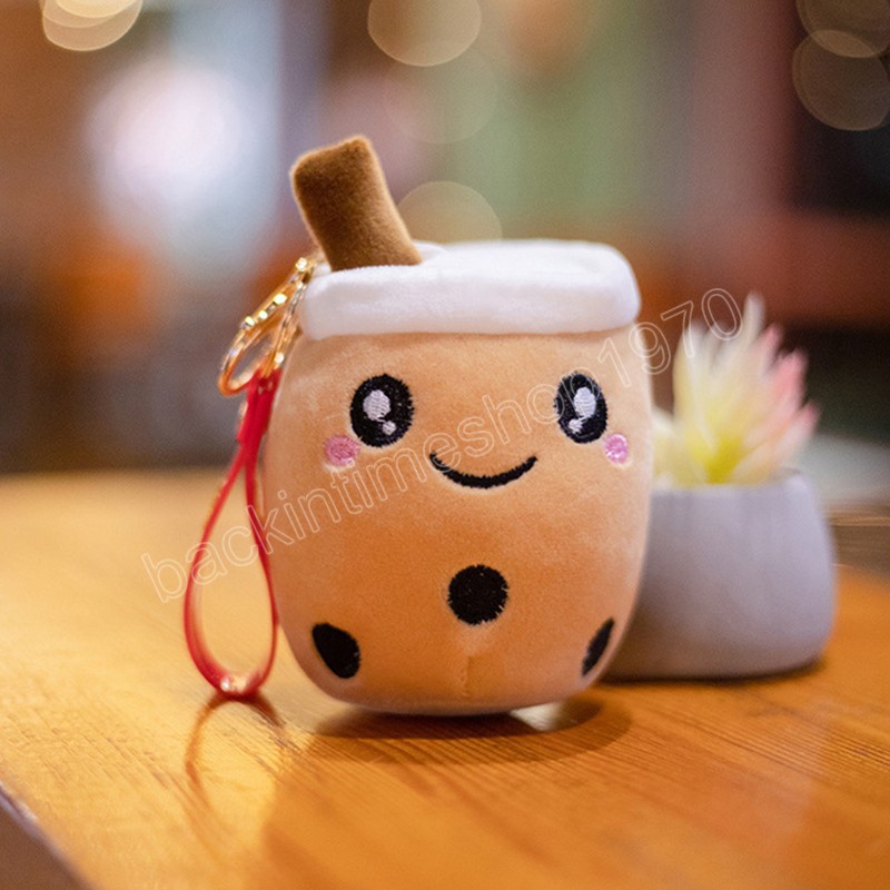 Kawaii Bubble Tea Kicchain Soft Plush Toy Key Chain recheado Doll Boba Doll Backpack Decoração Presentes de aniversário para meninas