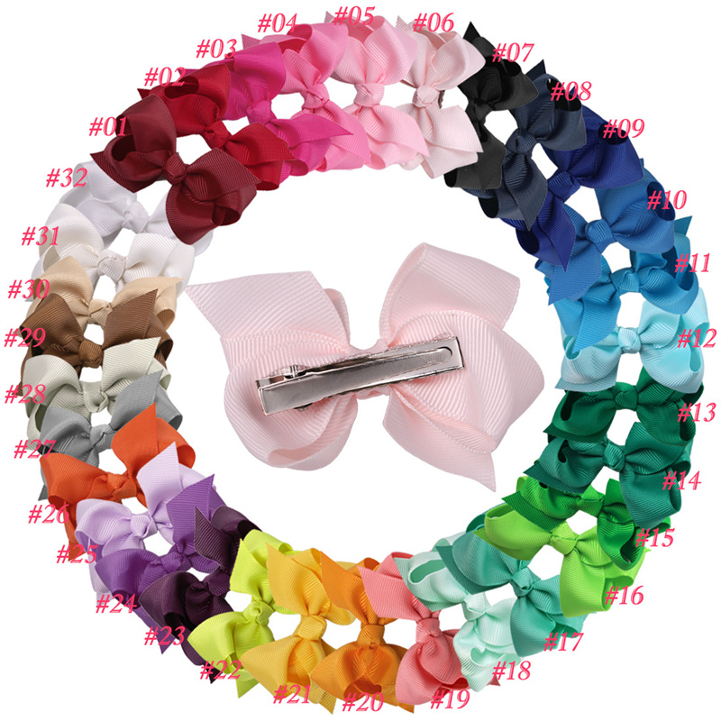 Baby Barrettes Primavera Verão Summer Novo moda de 3 polegadas Meninas simples clipe de arco de cor sólida acessórios de cabelo com nervuras infantis Tiara Factory Direct Preço Concessões