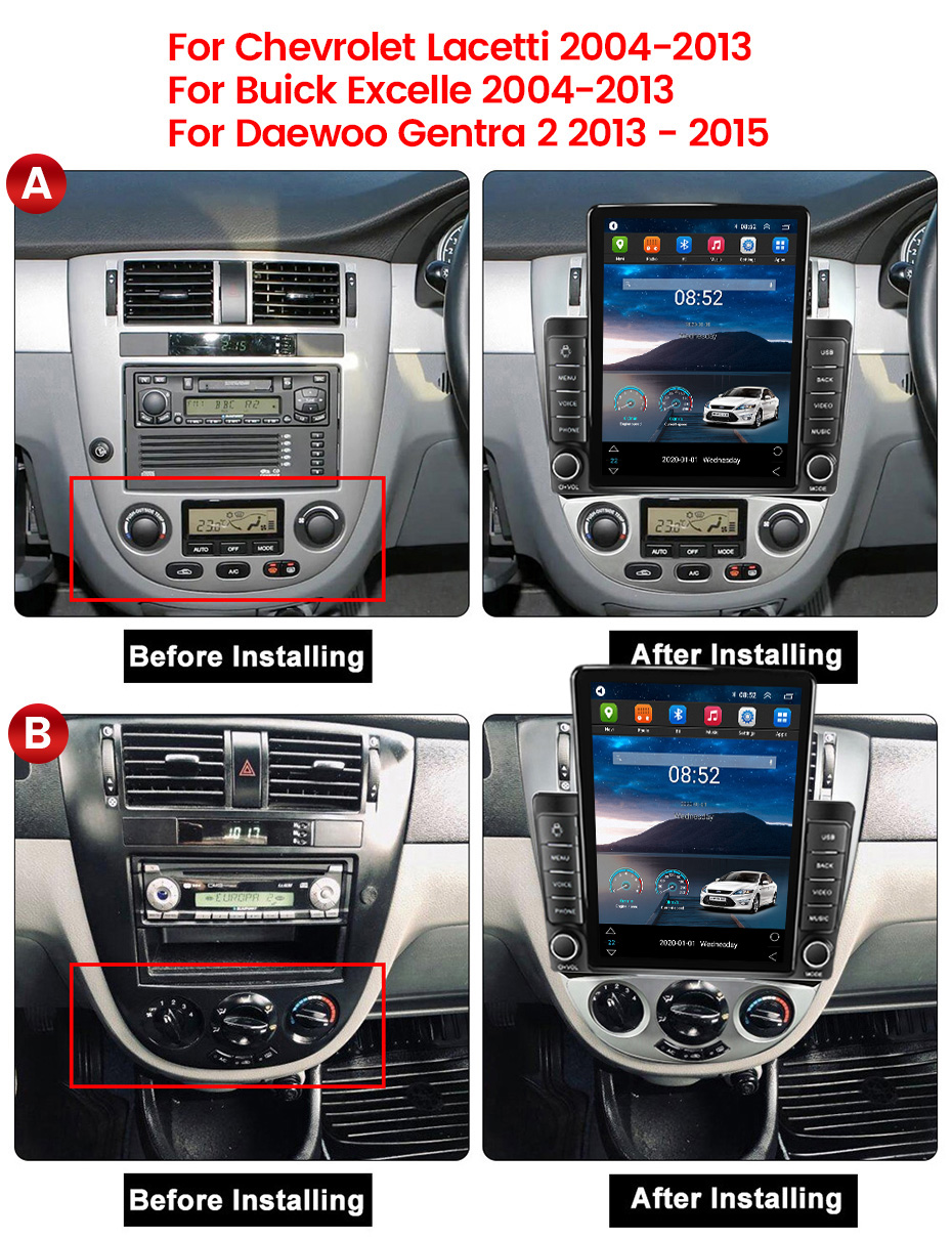 Android IPS Tesla Style Player Car DVD Radio för Chev Lacetti J200 för Daewoo Gentra 2 för Buick Excelle HRV GPS Autoradio BT