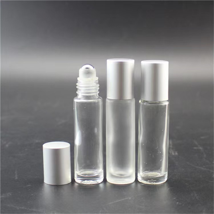 / 10 ml Rouleau en verre épais transparent sur les bouteilles de parfum d'huiles essentielles avec boule de rouleau en acier inoxydable Lin2896