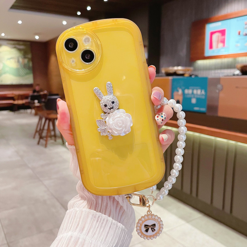 Uniek creatief ontwerp schattige bling glitter cases met armbandmeisjes glanzende kristalheldere zachte siliconen tpu achteromslag voor iPhone 14 13 12 11 pro max xr xs max 8 7 6s plus