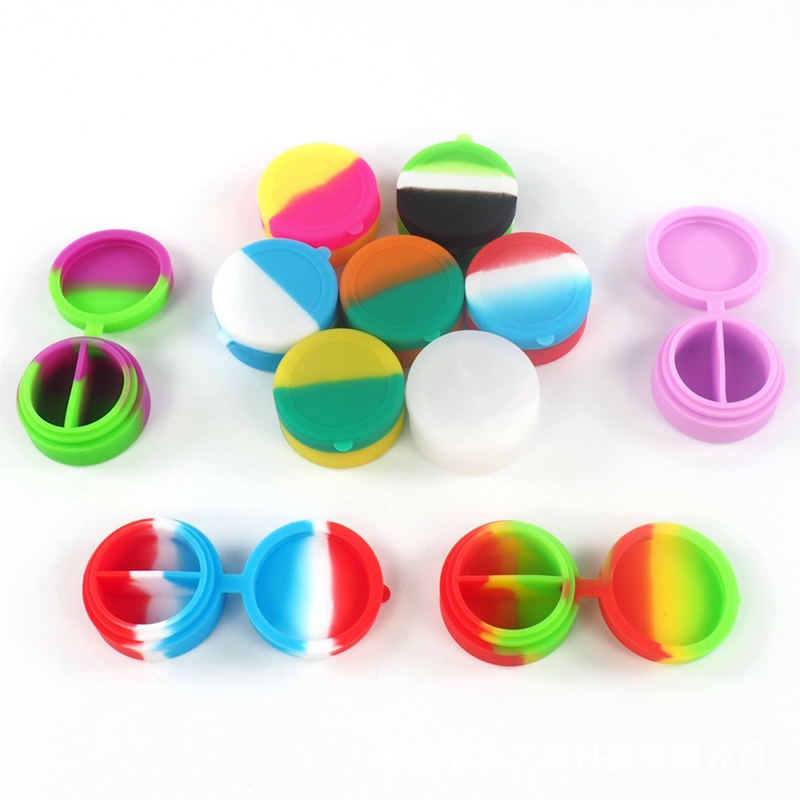 Smoking Colorful 7ML Silicone Container Wax Oil Rigs Pill Storage Box Portable Integrated Body Cover Dabber Stash Case Bong Snuff Snorter Cigarette Holder