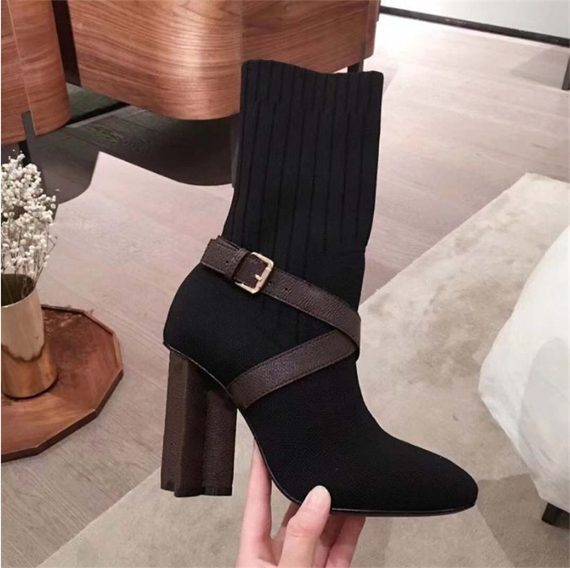 Новая женская высокая каблука модные ботинки сексуальные эластичные сапоги шерстяные трубки тонкая нога магистра