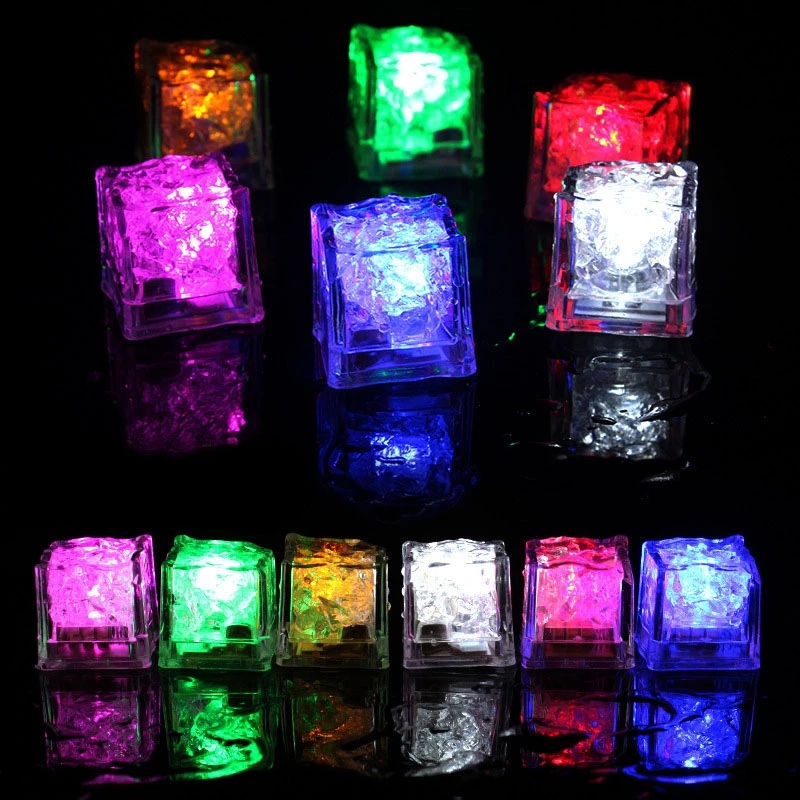 pack multicolor Novelty led Lights Lights Night Impermepert Square Ice Cubes Light Ag3 Bateria para o clube de barra Decoração de casamento de vinhos de festa