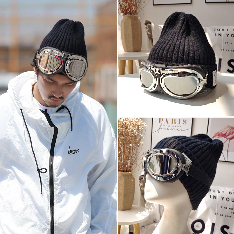 Beanieskull Caps Sticked Beanie Hat With Glasses Retro Many Woolen Female Winter Brand Outdoor Warm Ski 221024