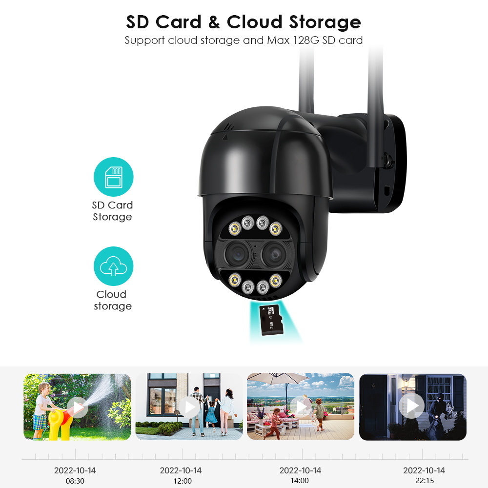 돔 카메라 4K 8MP PTZ IP 카메라 듀얼 렌즈 8X Zoom WiFi Outdoor Security Cam 2K 4MP CCTV 비디오 감시 AI 인간 탐지 ICSEE Alexa 221025