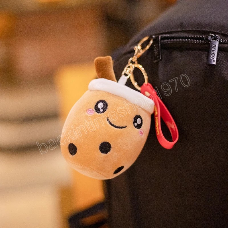 Kawaii Bubble Tea Kicchain Soft Plush Toy Key Chain recheado Doll Boba Doll Backpack Decoração Presentes de aniversário para meninas